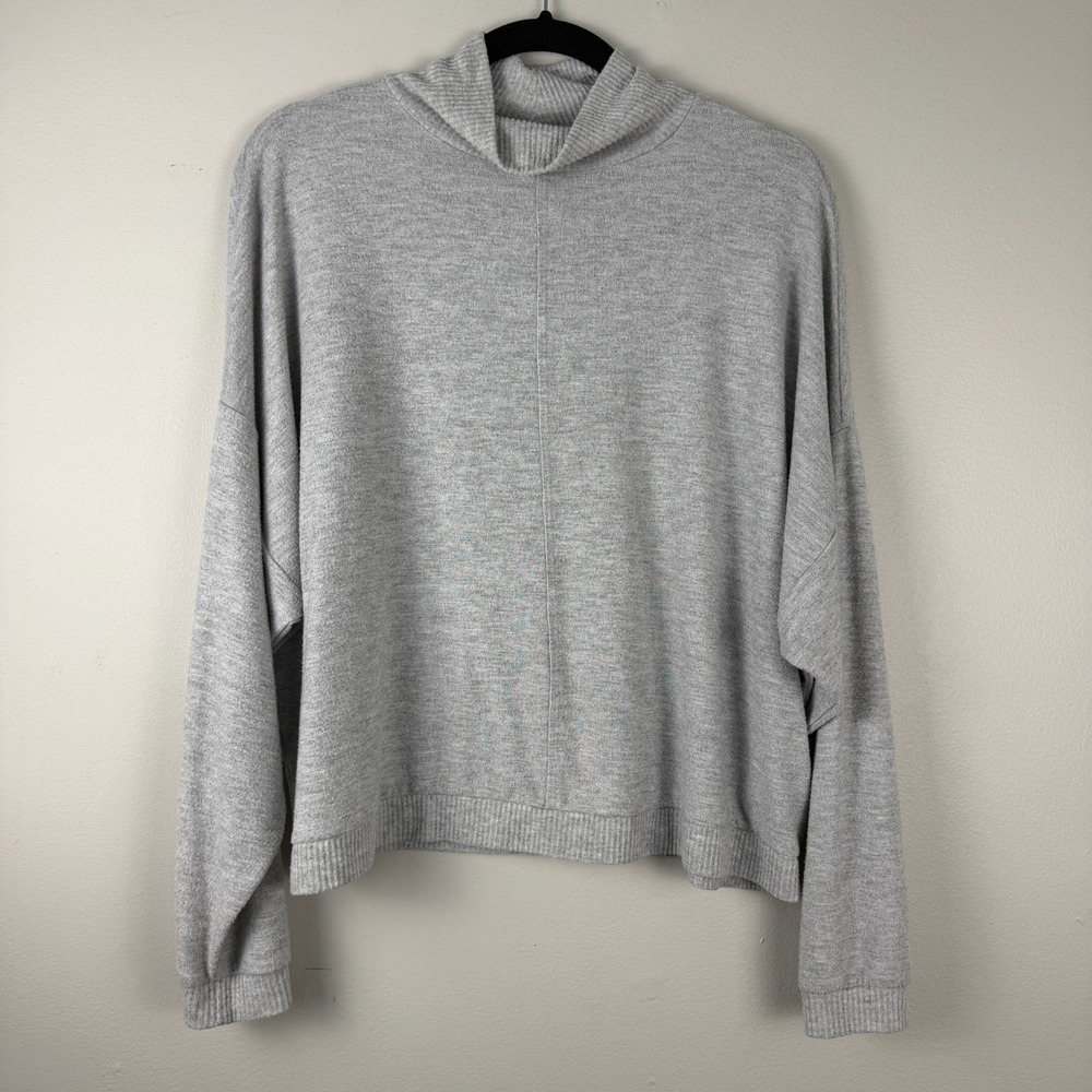 Lucky Brand Sweater Women's Small Gray Knit Cowl Neck Drop Shoulder Pullover